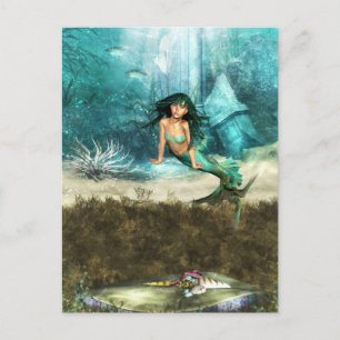 Zeemeermin op Ocean Floor Briefkaart