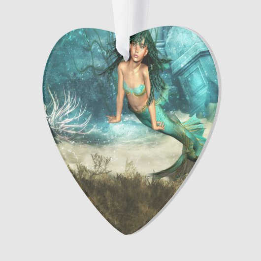 Zeemeermin op Ocean Floor Ornament (voorkant)