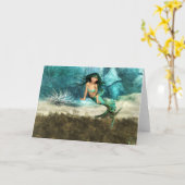 Zeemeermin op Ocean Floor Wenskaarten Kaart (Gele Bloem)
