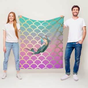Zeemeermin Op Ombre Zeemeerminnenstaart Schubben Fleece Deken