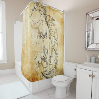 zeemeermin op perkament douchegordijn