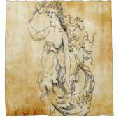  zeemeermin op perkament douchegordijn (Voorkant)