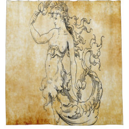  zeemeermin op perkament douchegordijn