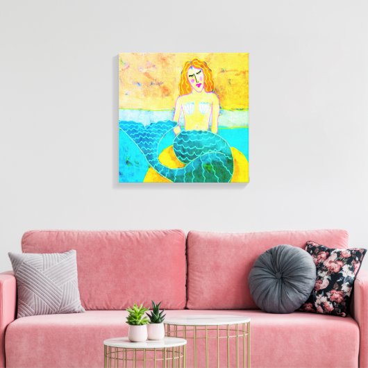 Zeemeermin op Rock Abstracte digitale print (Insitu (Woonkamer))