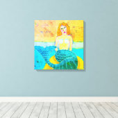 Zeemeermin op Rock Abstracte digitale print (Insitu (Houten vloer))