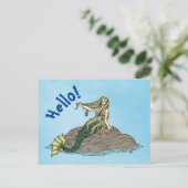 Zeemeermin op Rocks Briefkaart (Staand voorkant)