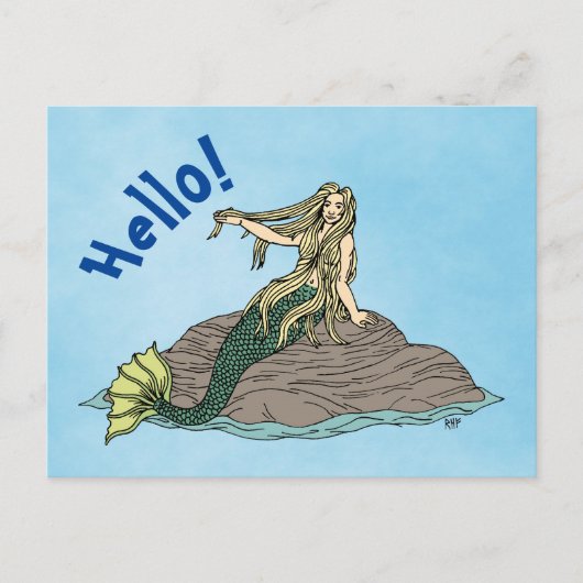 Zeemeermin op Rocks Briefkaart (Voorkant)