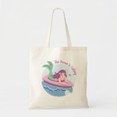 Zeemeermin op roze surfplank De oceaan roept Tote Bag (Voorkant)