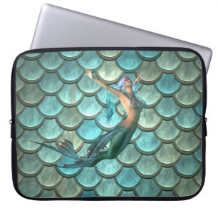 Zeemeermin op schubben van de staart van een zeeme laptop sleeve