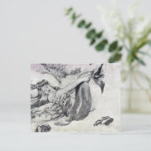 Zeemeermin op strand briefkaart (Staand voorkant)