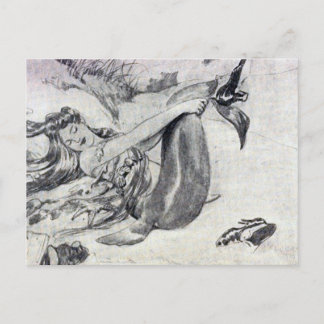 Zeemeermin op strand briefkaart