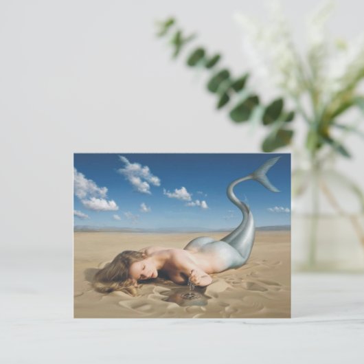 Zeemeermin op strand Briefkaart (Staand voorkant)