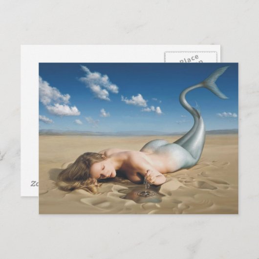 Zeemeermin op strand Briefkaart (Voorkant / Achterkant)