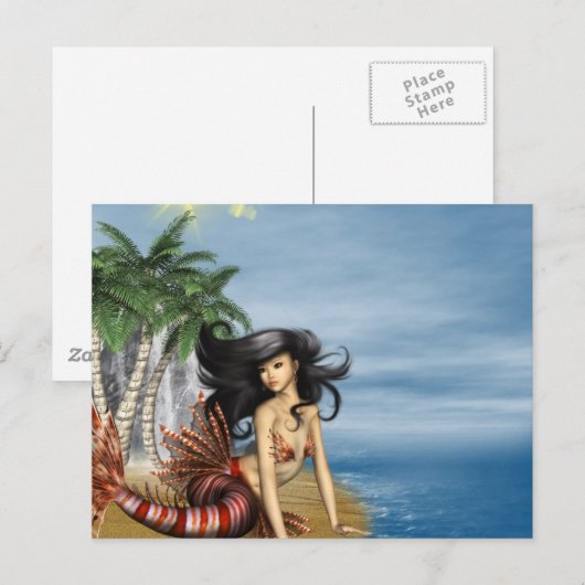 Zeemeermin op strand Briefkaart (Voorkant / Achterkant)