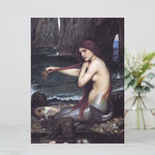 Zeemeermin op strand kaart (Staand voorkant)