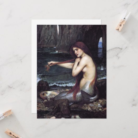 Zeemeermin op strand kaart (Voorkant / Achterkant in situ)