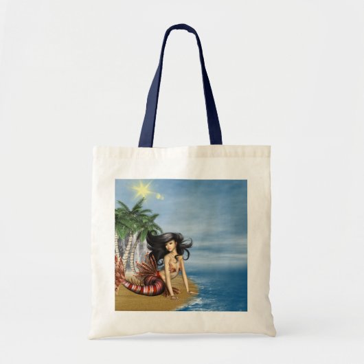 Zeemeermin op strand Kleine Canvas tas (Voorkant)