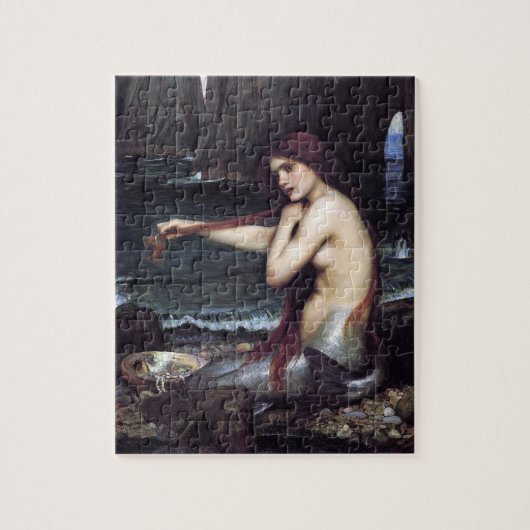 Zeemeermin op strand legpuzzel (Verticaal)