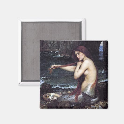 Zeemeermin op strand magneet (Voorkant / Achterkant)