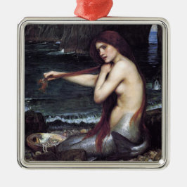 Zeemeermin op strand metalen ornament