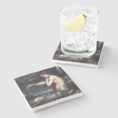 Zeemeermin op strand stenen onderzetter (Zijkant)