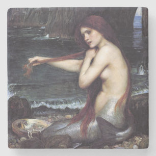 Zeemeermin op strand stenen onderzetter