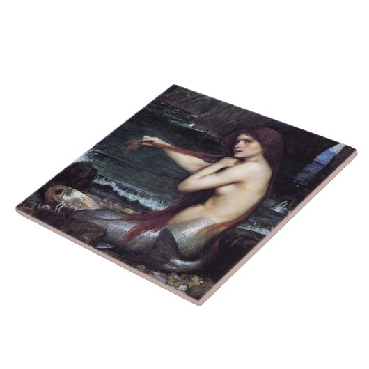 Zeemeermin op strand tegeltje (Zijkant)