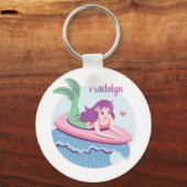 Zeemeermin op Surfboard rijdt de golven gepersonal Sleutelhanger (Voorkant)