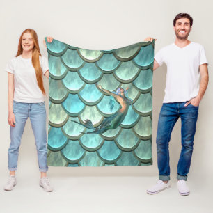 Zeemeermin op zeemeermin fleece deken