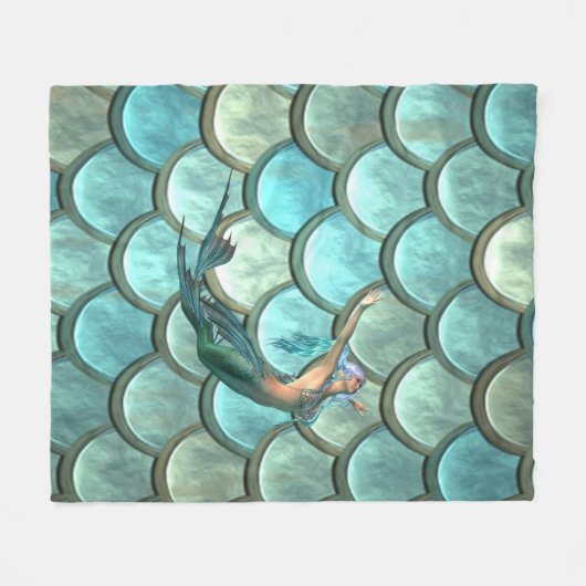 Zeemeermin op zeemeermin fleece deken (Voorkant (Horizontaal))