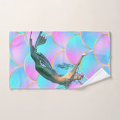 Zeemeermin op zeemeerminstalletje bad handdoek (Handdoek)