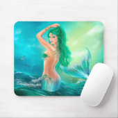 Zeemeermin op zonsondergang met Green Hair Muismat (Met muis)