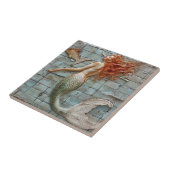 Zeemeermin Oranje Haar Mozaïek 3D Effect Tegeltje (Zijkant)