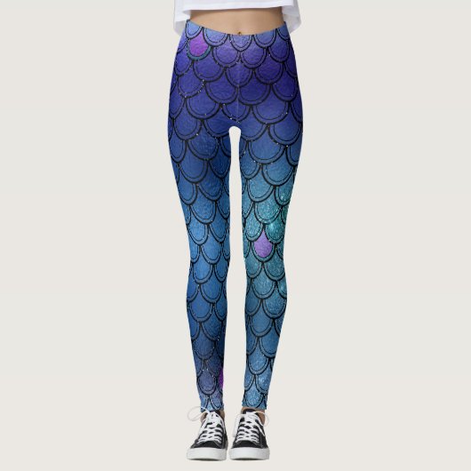 Zeemeermin Paars, Blauwgroen en blauw Leggings (Voorkant)