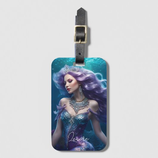 Zeemeermin Paars Haar Bagagelabel (Voorkant (verticaal))