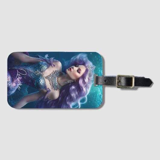 Zeemeermin Paars Haar Bagagelabel (Voorkant (horizontaal))