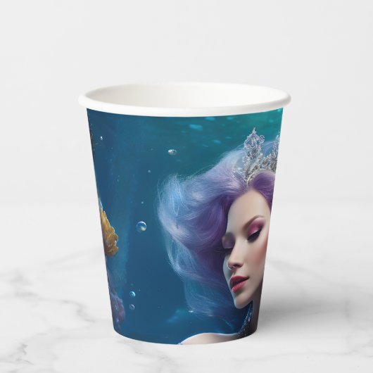 Zeemeermin Paars Haar Papieren Bekers (Voorkant)