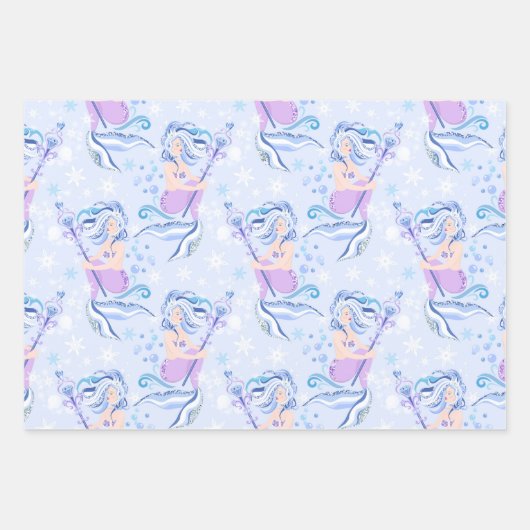  zeemeermin Paarse blauw Inpakpapier Vel (Voorkant 2)