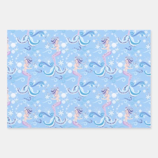  zeemeermin Paarse blauw Inpakpapier Vel (Voorkant)