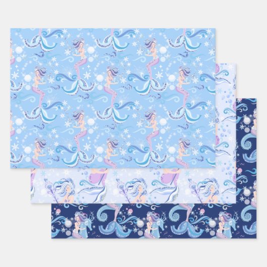  zeemeermin Paarse blauw Inpakpapier Vel (Set)