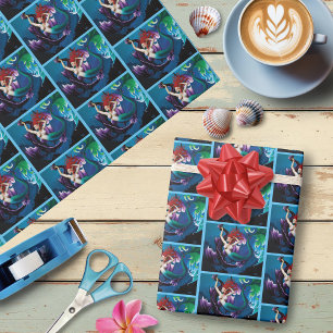Zeemeermin Paarse Dragon Vriendschap Fantasie Cadeaupapier