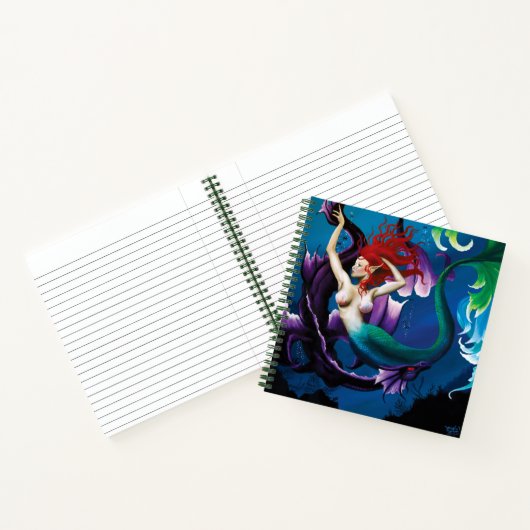 Zeemeermin Paarse Dragon Vriendschap Fantasie Notitieboek (Binnen)