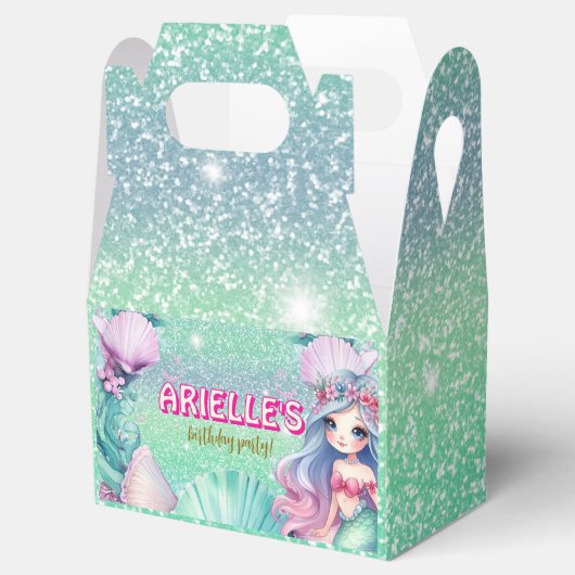 Zeemeermin paarse en blauwgroen glitter Favoriete  Bedankdoosjes (Geopend)