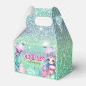 Zeemeermin paarse en blauwgroen glitter Favoriete Bedankdoosjes (Voorkant Zijde)