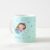 Zeemeermin Paarse Glitter Aqua Koffiemok (Voorkant links)