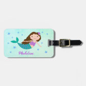 Zeemeermin Paarse Glitter Naam Bagagelabel (Voorkant horizontaal)