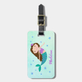 Zeemeermin Paarse Glitter Naam Bagagelabel (Voorkant verticaal)