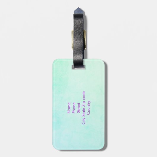 Zeemeermin Paarse Glitter Naam Bagagelabel (Achterkant verticaal)