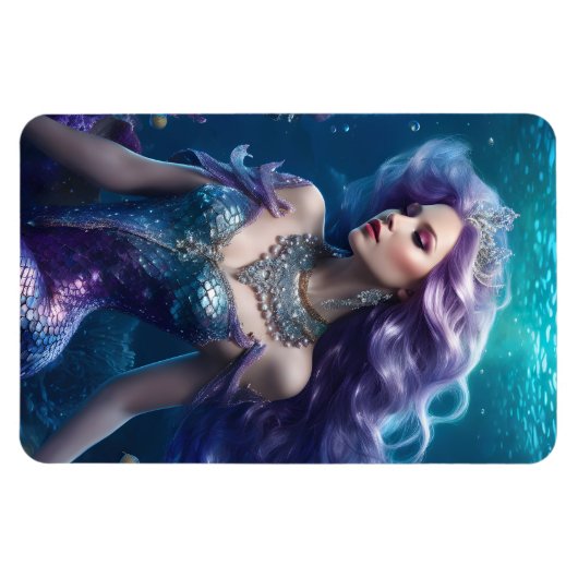 Zeemeermin Paarse Haar Magneet (Horizontaal)