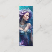Zeemeermin Paarse Haar Mini Bladwijzer Mini Visitekaartje (Achterkant)